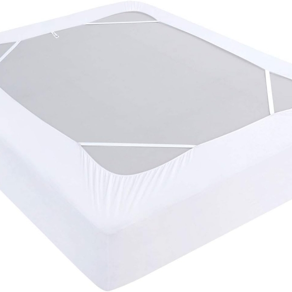 Box Spring Cover Queen Size, Elastic Fabric Wrap Around 4 Sides Bed Skirt, Sleek - Picture 3 of 7